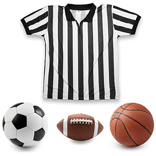 allentian Men's Referee Shirt - Official Black & White Stripe Referee/Umpire  Jersey Pro-Style V-Neck Referee Uniform, Great for Basketball, Football, &  Soccer V Neck Medium
