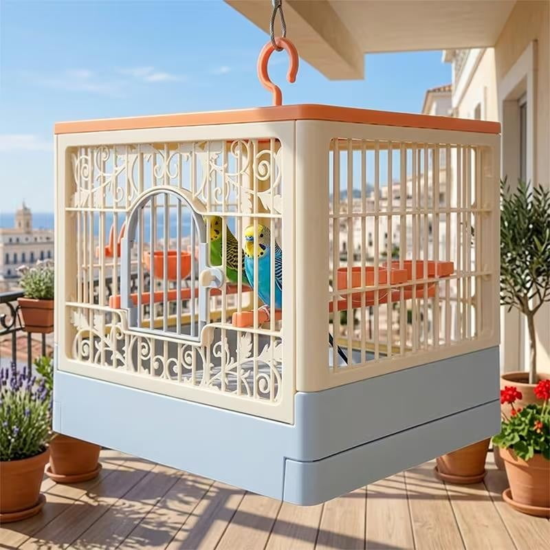 Lightweight Budgie Cage Set with Food Tray & Perch Base for Small Birds