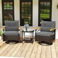 thumbnail image 2 of Auranook 3 PCS Outdoor Swivel Chair Set w/ 2-Tier Tempered Glass Side Table Cushions, 2 of 9