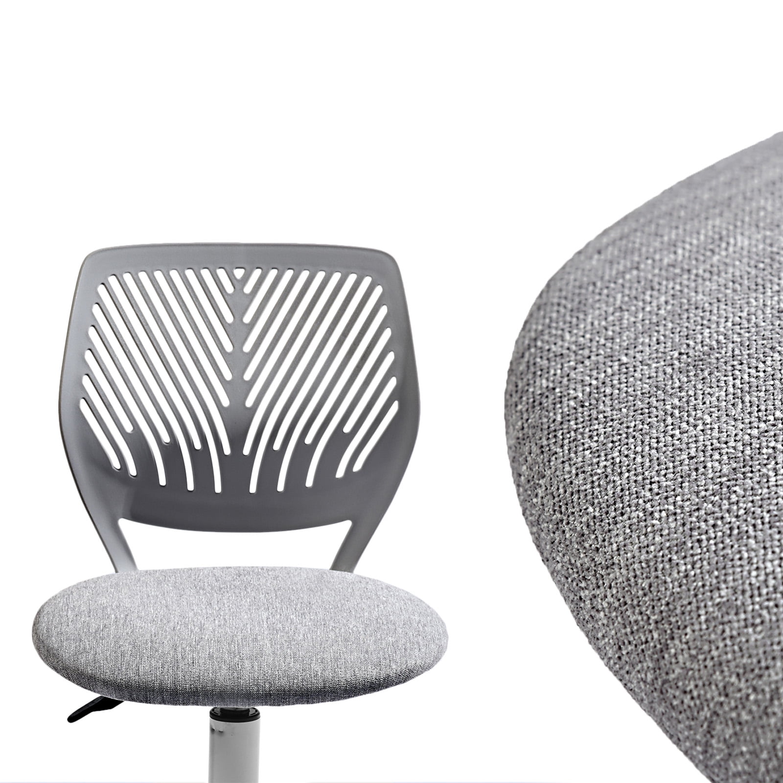 Homy Casa Boys' Girls' Swivel Study Chair with Pink Fabric Seat and Adjustable Height, Grey Fabric