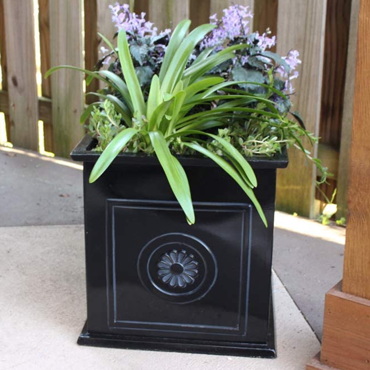 Southern Patio CMX-042426 Colony Square Resin Planter Urn, Black (2 Set)