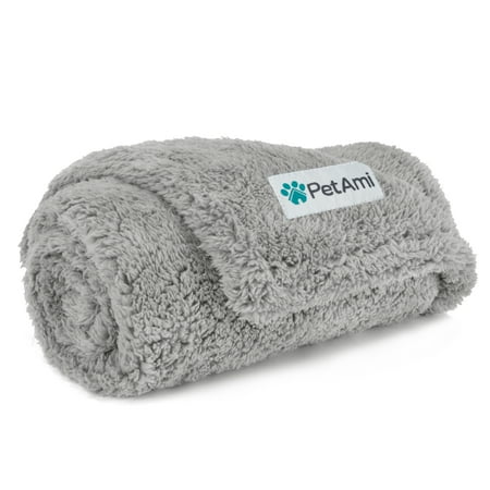 UPC: 0840168302796 | PetAmi Fluffy Waterproof Dog Blanket For Small Medium Dogs  Soft Warm Pet Sherpa Throw Pee Proof Couch Cover  Reversible Cat Puppy Bed Blanket Sofa Protector  Plush Washable Pad (Light Grey  24×32)