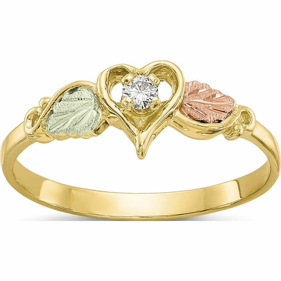 10K Yellow Gold Tri-Color Black Hills Diamond Heart Ring (Size 7) Made In United States 10bh641
