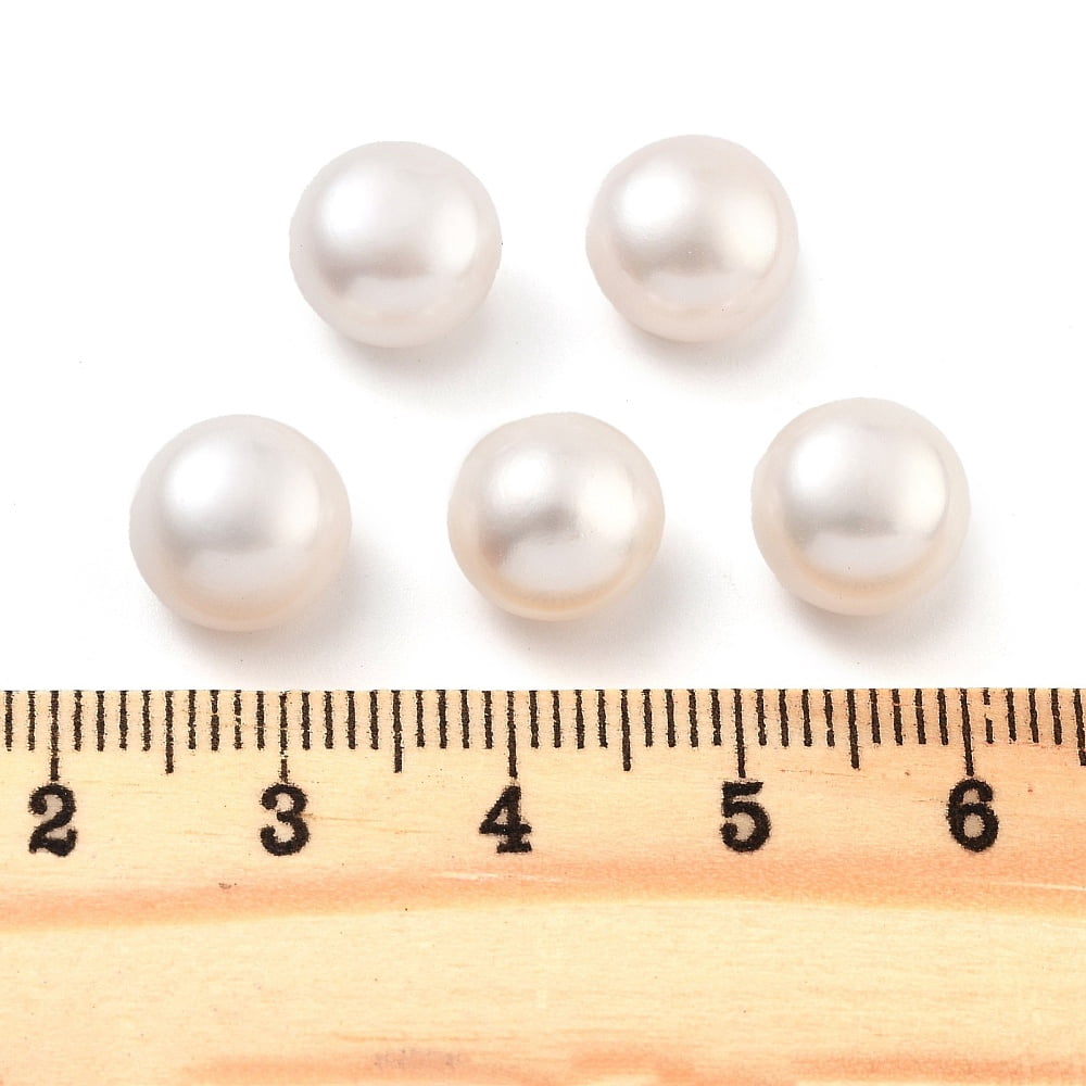 Grade 6A Natural Cultured Freshwater Pearl Beads Half Drilled Half Round Beads White 10~10.5x7mm Hole: 1mm