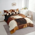 thumbnail image 4 of Homewish Retro Patchwork Cowhide 7 Pieces Bedding Comforter Set,Rustic Cattle Hide Full Bedding Set,Brown Beige Fitted Sheet Flat Sheet For Kids,Super Cozy Room Decor Reversible, 4 of 9