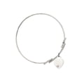 thumbnail image 2 of 8 1/2 inch Round Double Loop Bangle Bracelet w/ Heart medal charm w/ Light Purple Swarovski Crystal, 2 of 3