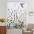 thumbnail image 3 of Hummingbird Floral Sheer Curtains 45 Inches Long, Farmhouse Floral Botanical Light Filering Curtains, Breathable Simi Curtain Privacy Drapes for Kitchen Bathroom Lightweight Small Window Treatment, 3 of 9