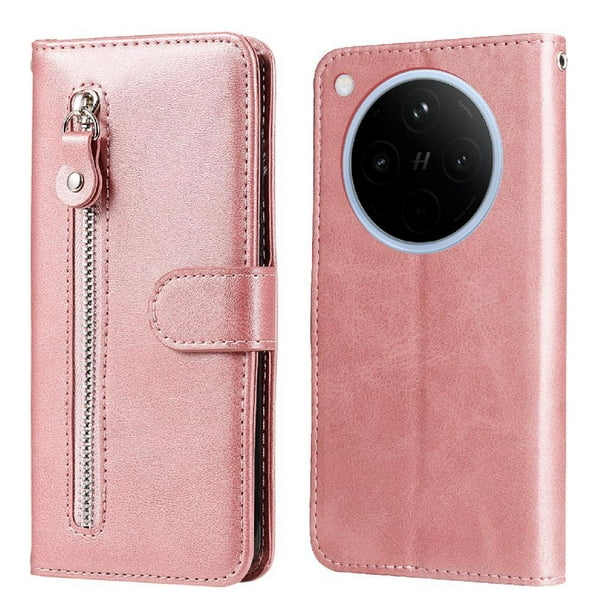 Estuche de Cuero PU con Cierre para OPPO Find X8 Pro , Funda Protectora con Billetera y Correa