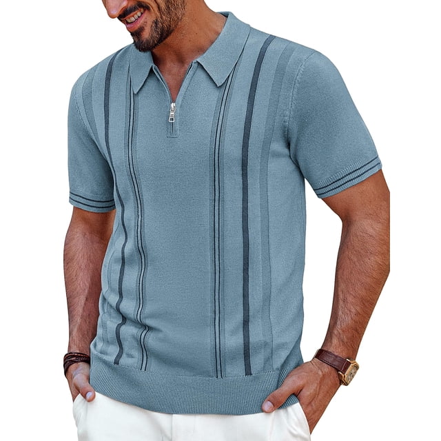 Polo PJ PAUL JONES de punto con cremallera, estilo vintage, para hombre