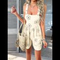 thumbnail image 4 of Cortos Holgados con Lazo en la Espalda, Sin Mangas, Estilo Bohemio, con Estampado Floral, para Mujer, para Playa, Verano 2025 Albaricoque L, 4 of 10