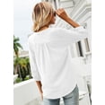 thumbnail image 7 of LOMON Women's 3/4 Sleeve V Neck Button Up Pleated Back Blouses Dot Blouse Tops Shirts, 7 of 7