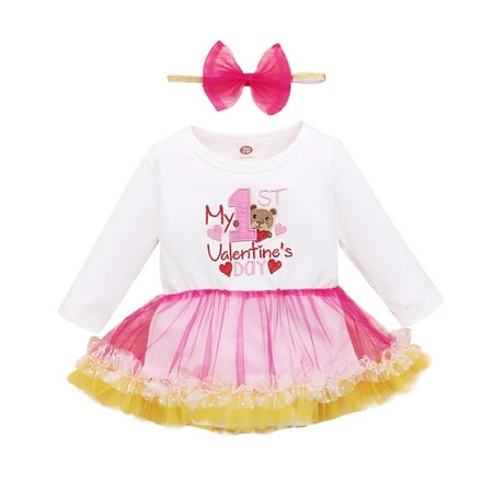 

Fesfesfes Newborn Baby Jumpsuit Girls Long Sleeve Valentine Ruffle Romper Bodysuit+Headband Set Clearance Under $10