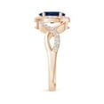 thumbnail image 3 of ANGARA Natural Oval 1.55 ct Blue Sapphire Crossover Ring with Diamond Halo in 14K Rose Gold for Women (Size-8x6mm) | September Birthstone, Anniversary, Jewelry Gift for Women | Natural Sapphire Ring, 3 of 10