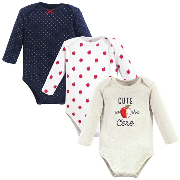 Luvable Friends Hudson Baby Long-Sleeve Bodysuits 3pk, Apple Red, 0-3M