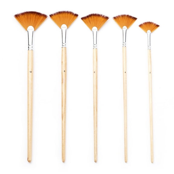 FEAMOS 5 Pcs/Set Fan Brushes Set Watercolor Acrylic Paint Brush Nylon Hair Painting Brush Drawing Supplies for Students Artists