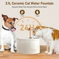 thumbnail image 5 of Ceramic Cat Water Fountain, 2.1L/71oz Ceramic Cat Fountain, Automatic Ceramic Water Fountain for Cats, Pet Water Fountain with Ultra-Quiet Pump and 3 Filters & 3 Sponges (White), 5 of 5