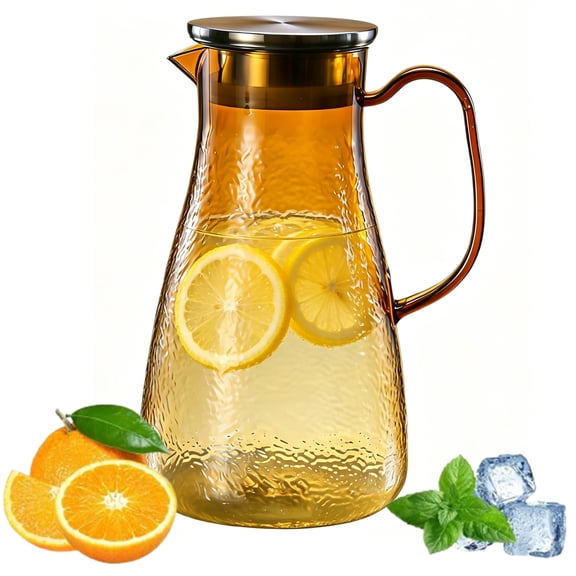 Bxaolu 1 Pack Plastic Pitcher 34 Oz, Clear Pitcher with Lid, Water Jug for Fridge, BPA-Free, Ice Tea Pitchers for Juice, Sangria, Lemonade, Milk, Coffee, Cold or Hot Beverages
