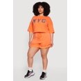 thumbnail image 2 of Women's Plus Size Acid Wash Ruffle Trim Shorts, 2 of 4