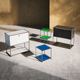 thumbnail image 5 of Modern 15" Metal End Table Nightstand, Freestanding Cube Storage Shelf for Bedroom Living Room, White, 5 of 6