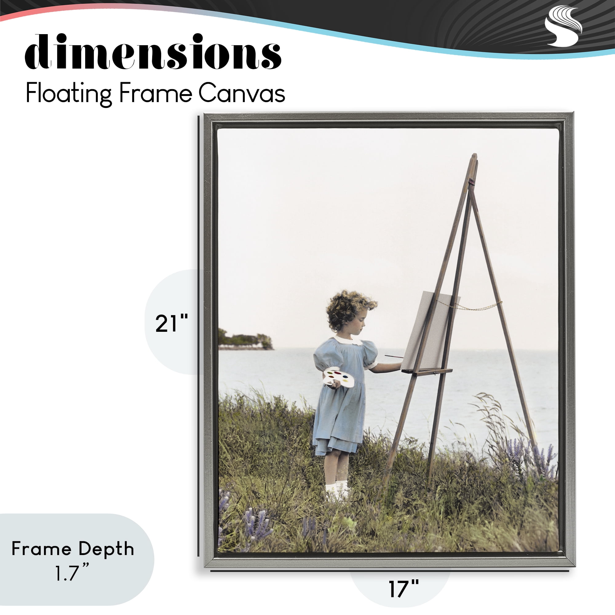 Stupell Industries Child Painting on Easel Gray Framed Floater Canvas Wall Art, design by Kendra Dew