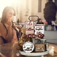 thumbnail image 4 of Coffee Tray (1Pc) Coffee Bar Decoration Logo Farmhouse Layered Tray Decoration Coffee Wood Logo Coffee Cup Wood Pearl Ring Rural Layered Tray Kitchen Table Decoration Coffee Tier Tray Gold, 4 of 5