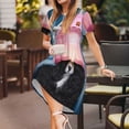 thumbnail image 3 of Easygdp Dog in Hairdresser para Vestido Transpirable de Mujer, Vestido Suelto de Manga Corta con Pliegues y Bolsillos para el Verano, 3 of 6