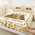 thumbnail image 3 of Homewish Merry Christmas Tree 3pcs Twin Sheet Sets for Teens Boys Girls,Leopard Print Twin Fitted Sheet,Bling Golden Glitter Breathable Flat Sheet,Lightweight Room Decor, 3 of 7