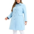 thumbnail image 4 of Agnes Orinda Women's Plus Size Coats Peter Pan Collar Single Breasted With Pockets Trench Winter Long Peacoat 3X Blue, 4 of 6