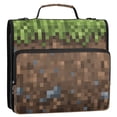 thumbnail image 2 of Haosy 3 Ring Zipper Binder with Shoulder Strap Waterproof Trapper Keeper 2 Inch D-Ring 500 Sheets Capacity, Dirt Grass Pixel Art, 2 of 8