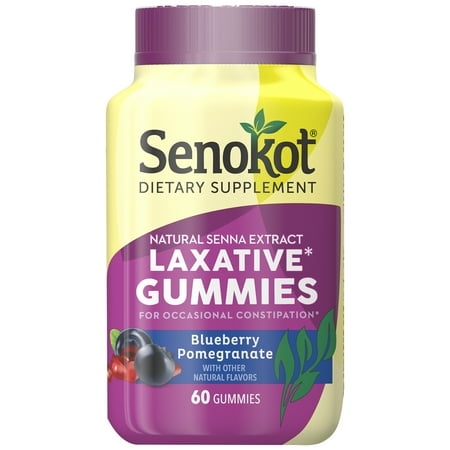 Senokot Natural Senna Extract Laxative Gummies, Blueberry Pomegranate, 60 Ct