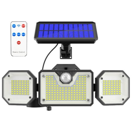 

Wall Mount Solar Lights|Security Lamp Solar Power 3 Heads Flood Lights with Motion Sensor & Remote|Led Wall Lights IP65 Waterproof Outdoor Lamps with 3 Light Modes