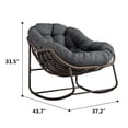thumbnail image 6 of Indoor & Outdoor Comfy Rocker Chair with Thick Cushion, Oversized Metal Frame Rattan Egg Chair for Balcony Front Porch Garden Patio Backyard (Navy Blue), 6 of 6