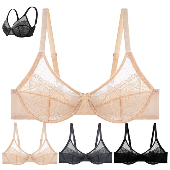 COMVALUE Minimizer Bras for Women Enchante Full Coverage Underwire Bras Plus Size Lifting Floral Lace Bra for Heavy Breast (Grey, 40H)