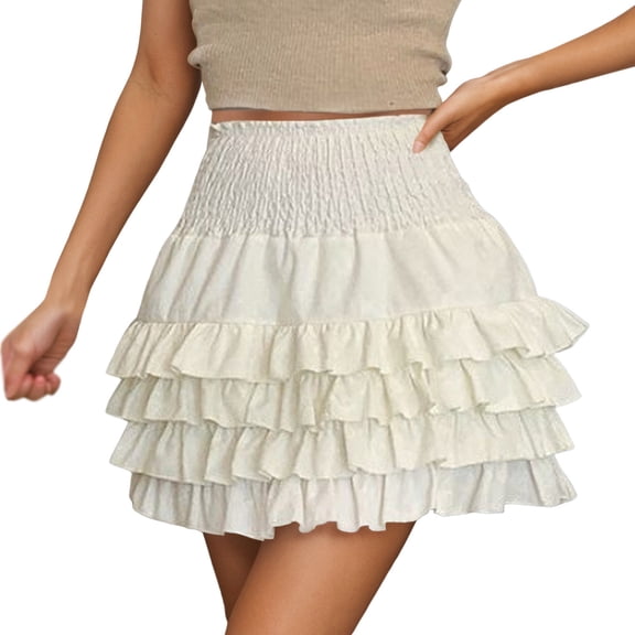 RUTAYY Women's Skirt High Waisted Pleated Tiered Skirt A-Line Everyday Wear Comfortable Breathable Classic Stylish Mini Skirt