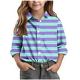 thumbnail image 1 of Chemise à Manches Longues pour Garçons, Coupe Classique avec Col Rabattu et Imprimé Rayé, Mélange Polyester-Spandex Doux pour un Port Quotidien Confortable et le Jeu, 1 of 6