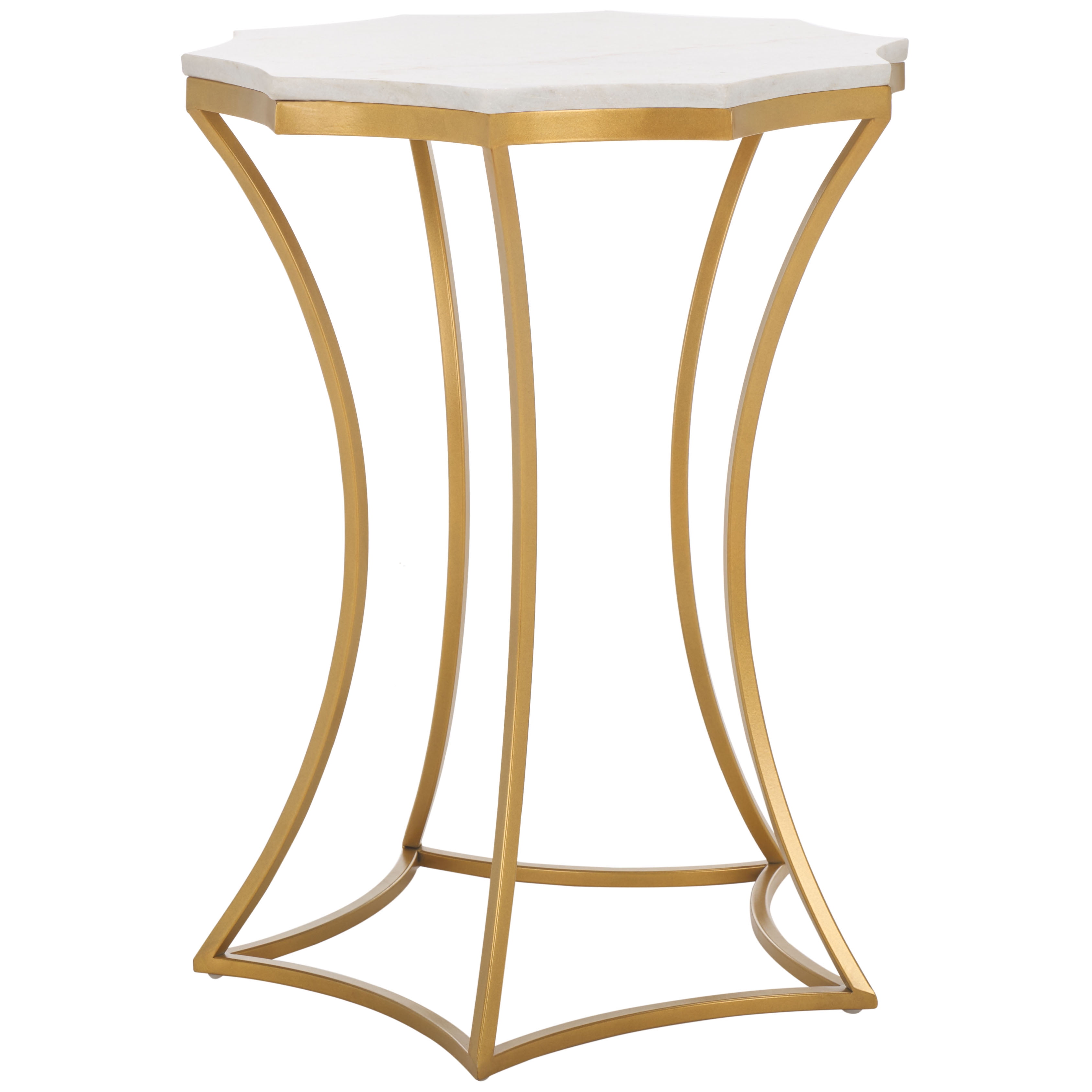 Safavieh Starbella Glam Metal And Marble Free Form End Table, White / Gold