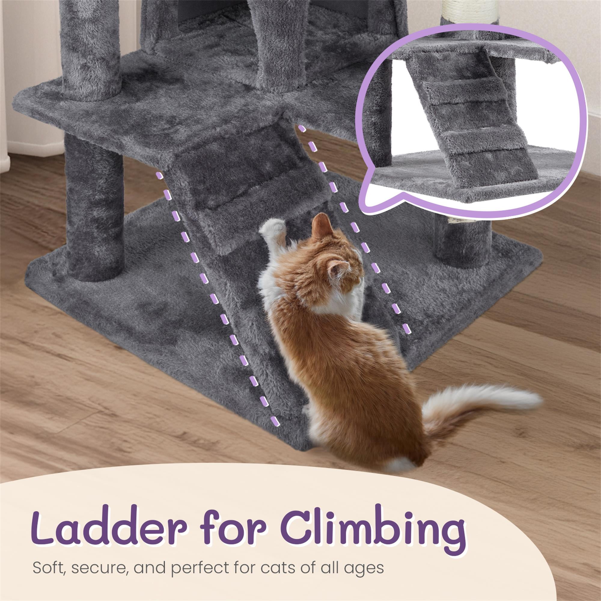 Kadyn 53" Cat Tree Tower with Scratch Post for Kittens, Cat Condo Furniture Pet House Play, Gray