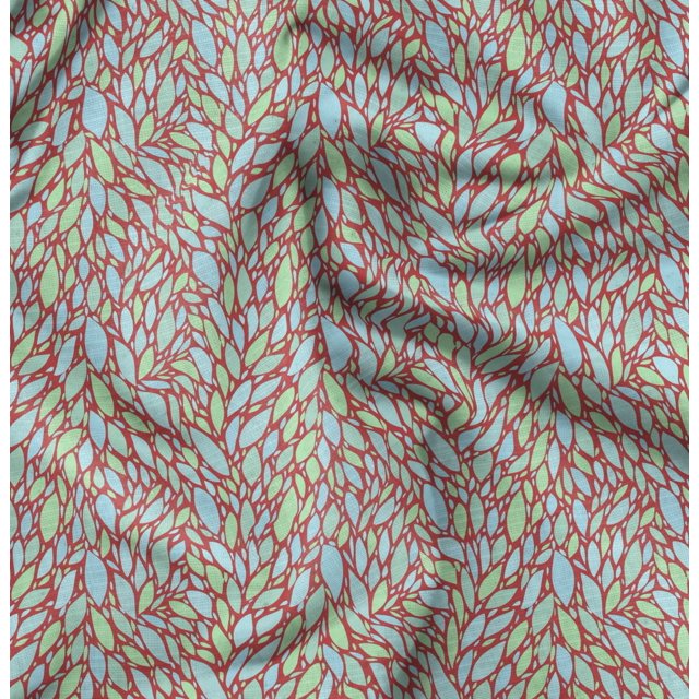 Soimoi Orange polyester Crepe Fabric Leaves Leaves Printed Fabric 1 Yard 42 Inch Wide