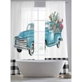thumbnail image 5 of Summer Tropical Plants Sheer Curtains 96 Inch Length 2 Panels Set Window Treatments, Blue Truck Botanical Cactus Plaid Rod Pocket Semi Curtains for Living Room/Bedroom/Kitchen Décor, 104"W x 96"L, 5 of 7