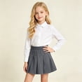 thumbnail image 4 of Krdevn Girls Pleated School Uniform Skirt, Elastic Waist Kids A-Line Skort, Casual Solid Color Mini Skirt for Students,Grey, 4 of 6