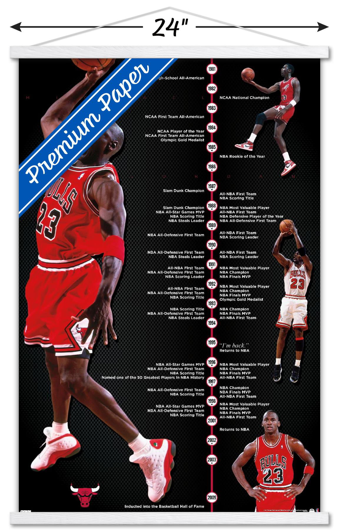 Michael Jordan - Black and White Wall Poster, 22.375 inch x 34 inch, POD21924EC