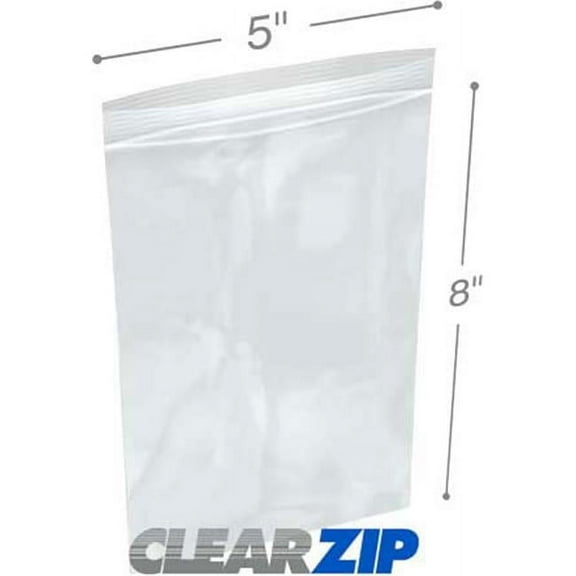 International Plastics CZ40508 5 x 8 in. ClearZip Lock Bags, 0.004 Gauge - Case of 1000