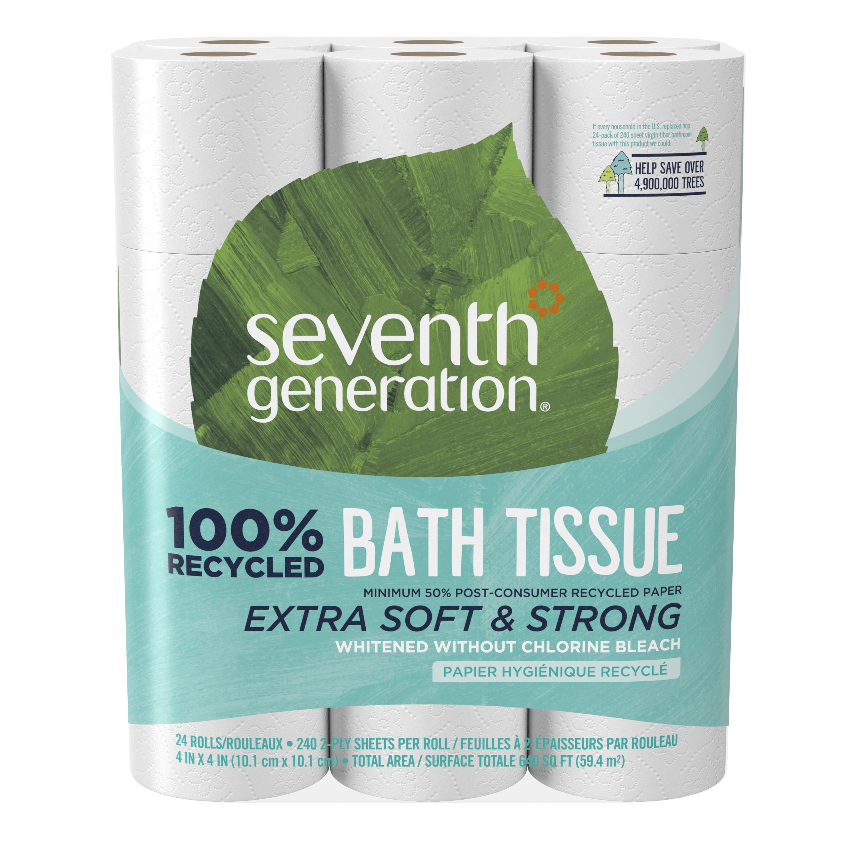 Tissues Toilet Paper White 500 Sheets 2-ply 100% Recycled Bathroom Bath 6 Rolls 