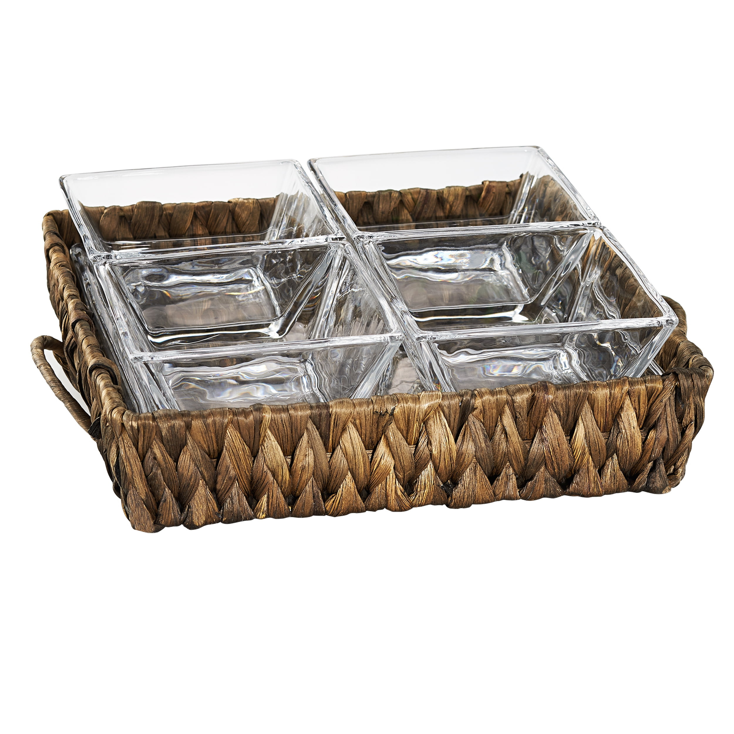 Gt 4Section Server (1 Square Glass Tray + 4 Glass Bowls) Gift Box