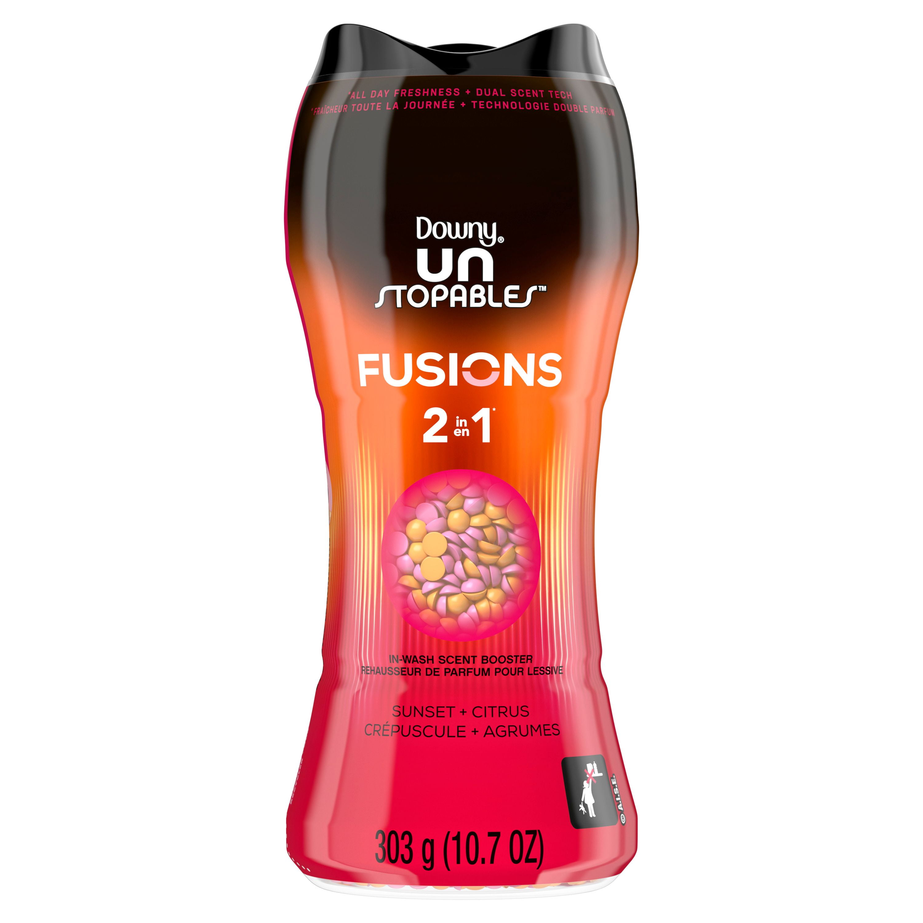 Downy Unstopables Fusions In-Wash Laundry Scent Booster Beads, Sunset & Citrus Scent, 2-in-1 All Day Freshness + Dual Scent Technology, 303 g