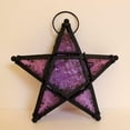 thumbnail image 6 of Glass Star Lantern Hanging Ornaments, Wrought Iron Glass Tea Light Candle Holder with 22CM Chain, Vintage Decor for Living Room Patio Garden Festive Celebrations, 6 of 10