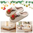 thumbnail image 1 of Casa Esponjosas Pantuflas Felpa Alce Navideño Antideslizantes para Otoño E Invierno, 1 of 9