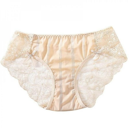

Fantadool Lace panties cotton file temptation women s stitching transparent mesh solid color low waist hips sweet underwear