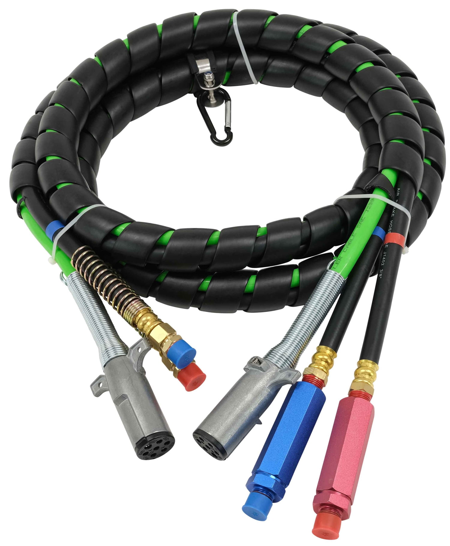 7 WAY ELECTRICAL TRAILER CORD CABLE ABS & AIR LINE HOSES 12' 3-IN-1 WRAP 