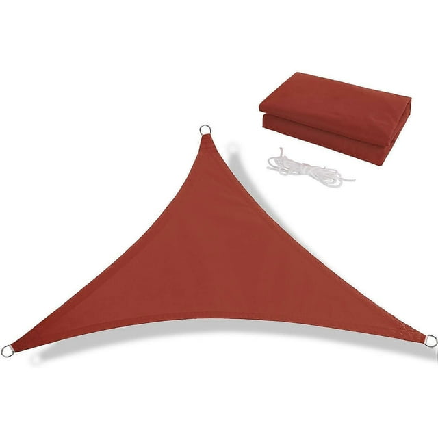 Voile d'Ombrage Triangulaire 3.6x3.6x3.6m-300d Imperméable Protection Solaire Jardin Piscine Extérieure Rouge Rouille